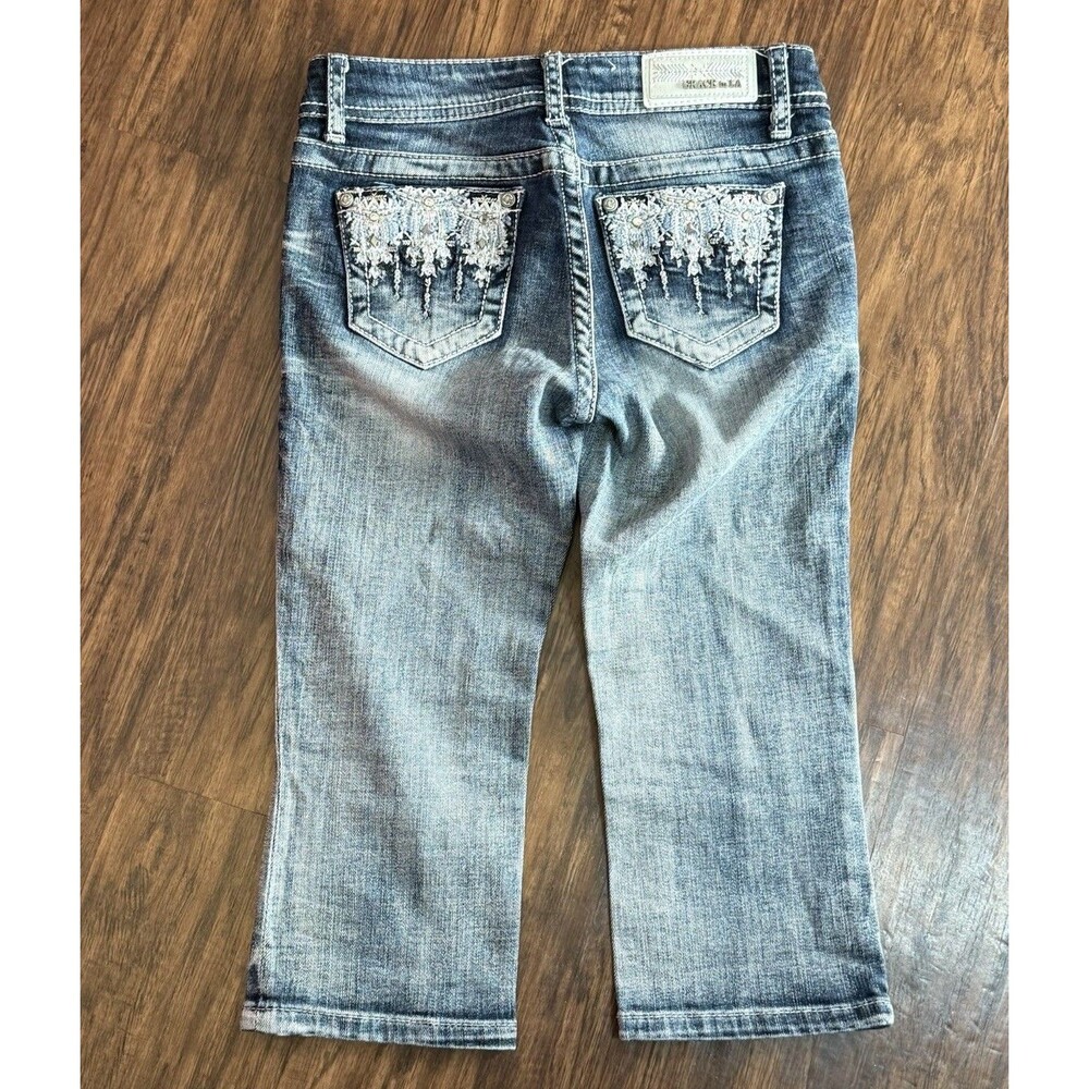 Grace In LA Girls Jeans Size 12 Capri Embellished Rhinestones - Picture 6 of 6